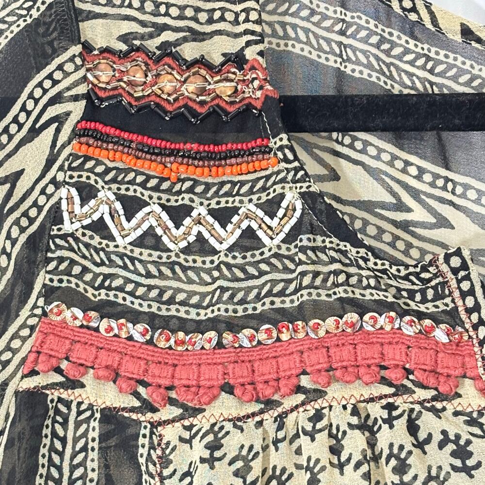 Free People Feather in the Wind Sheer Beaded Tunic Small | Boho Festival Blouse - Picture 2 of 6